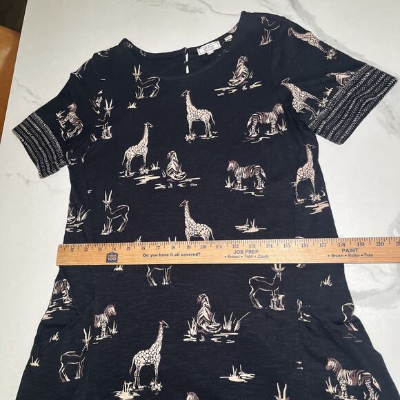Fat Face Black Zebra Giraffe Tiger Safari Jersey Easy Wear Dress US 6 EU 39 EUC - Picture 5 of 12